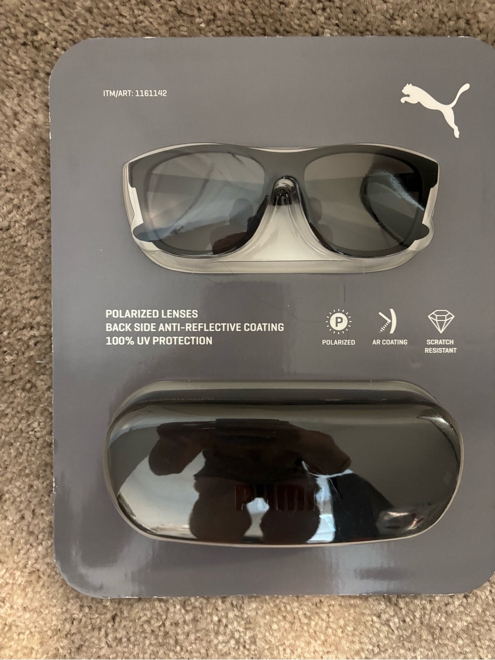 Puma Black Polarized Sport Sunglasses